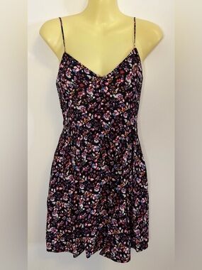 Express Spaghetti Strap Sundress - Black with Multi Floral Print